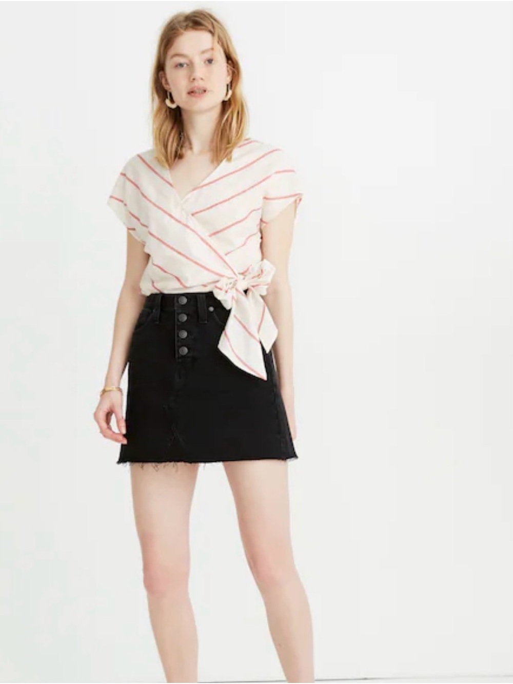 Madewell Black Button-Front Mini Skirt